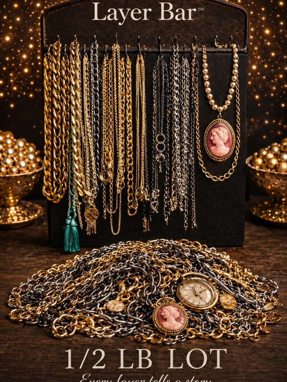 Mixed Gold & Silver Necklace & Bracelet Lot - Half Pound Women’s Jewelry